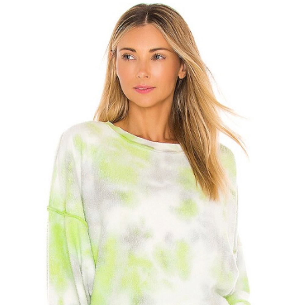 Free People Soft, Oversized, Reversible Sweatshirt in Citron and Gray